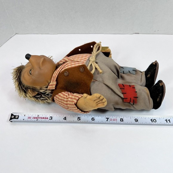 VTG Mecki Steiff Hedgehog Doll Large 10 Inch Germany 1950's Plush Stuffed RARE - Picture 12 of 12